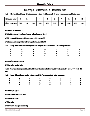 Toán 9 - Bài tập chương 3 Thống kê